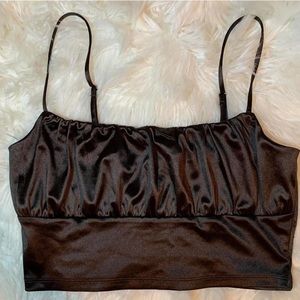H&M brown silk ruched top